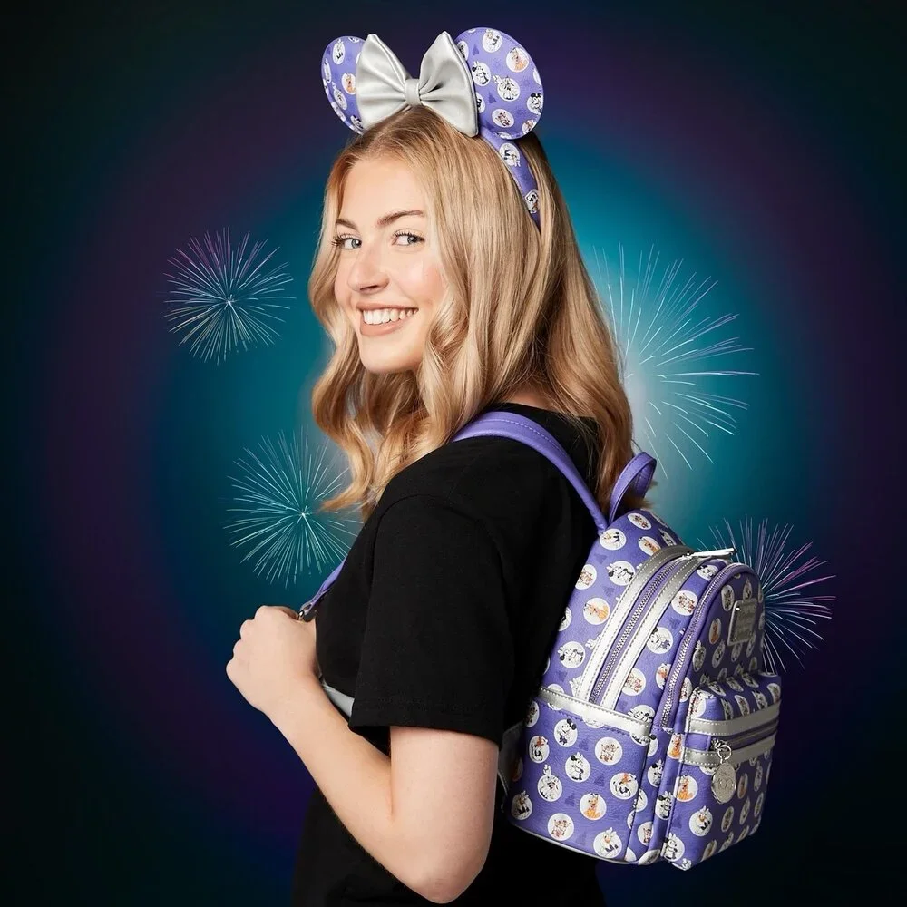NWT❤️DISNEY 100 MICKEY AND FRIENDS POLKA DOT LOUNGEFLY BACKPACK & EARS SET